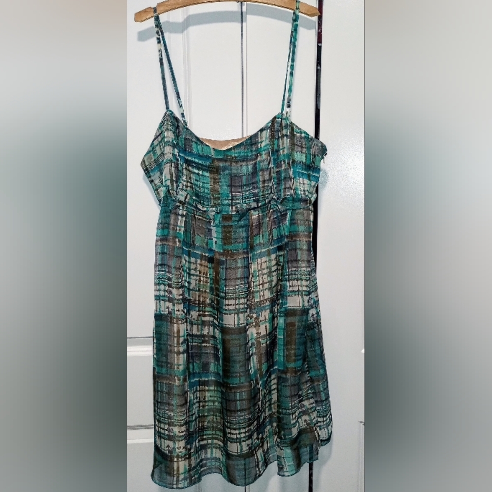 Kensie Pretty Multi Color Plaid Effect Lined Summer Dress